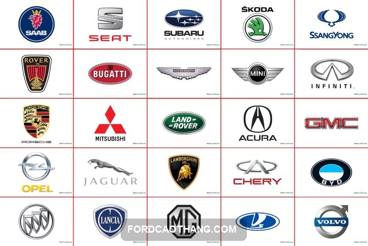 Khám đập phá logo những thương hiệu xe pháo xe hơi bên trên nước ta phổ cập nhất hiện tại nay